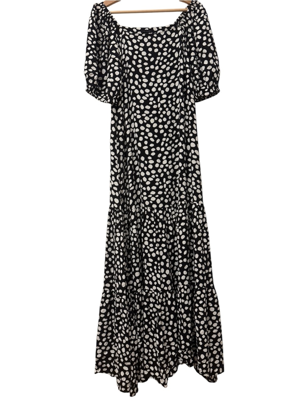 Ann Taylor Polka Dot Maxi Dress Size S Puff Sleeve Long Dress